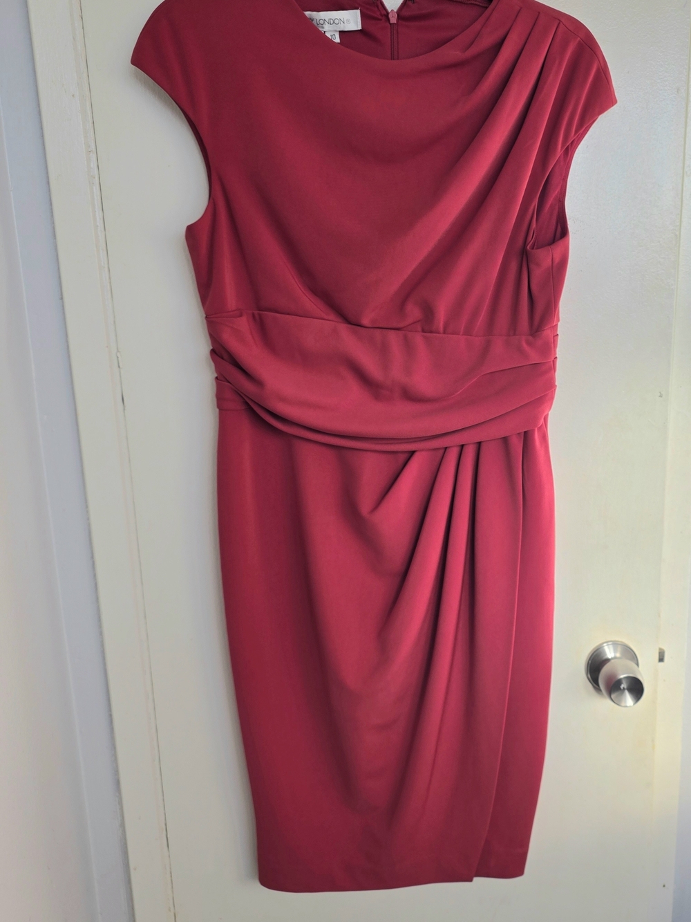 Maggy London Raspberry Draped Midi Sheath Dress